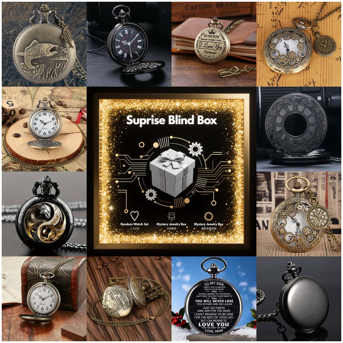 Fashion Mens Watches - 1 шт., загадочные часы-сюрприз, слепая коробка-модные