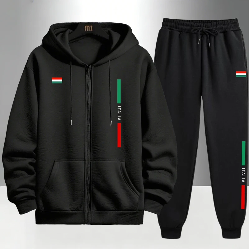 Men'S Fashion Zipper Hoodie - Итальянский модный мужской комплект: куртка на