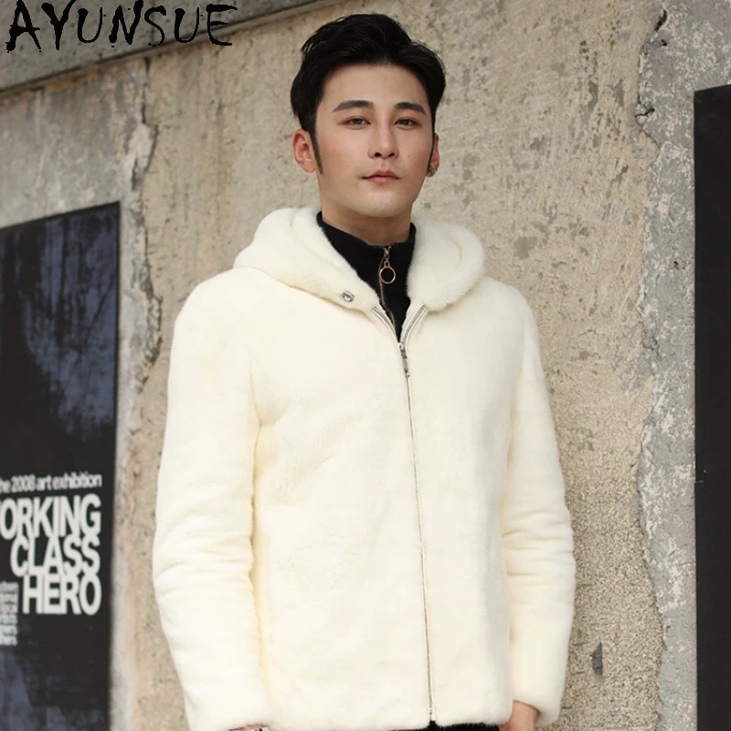 Men'S Fashion Zipper Hoodie - AYUSNUE Натуральная норковая шуба для мужчин,