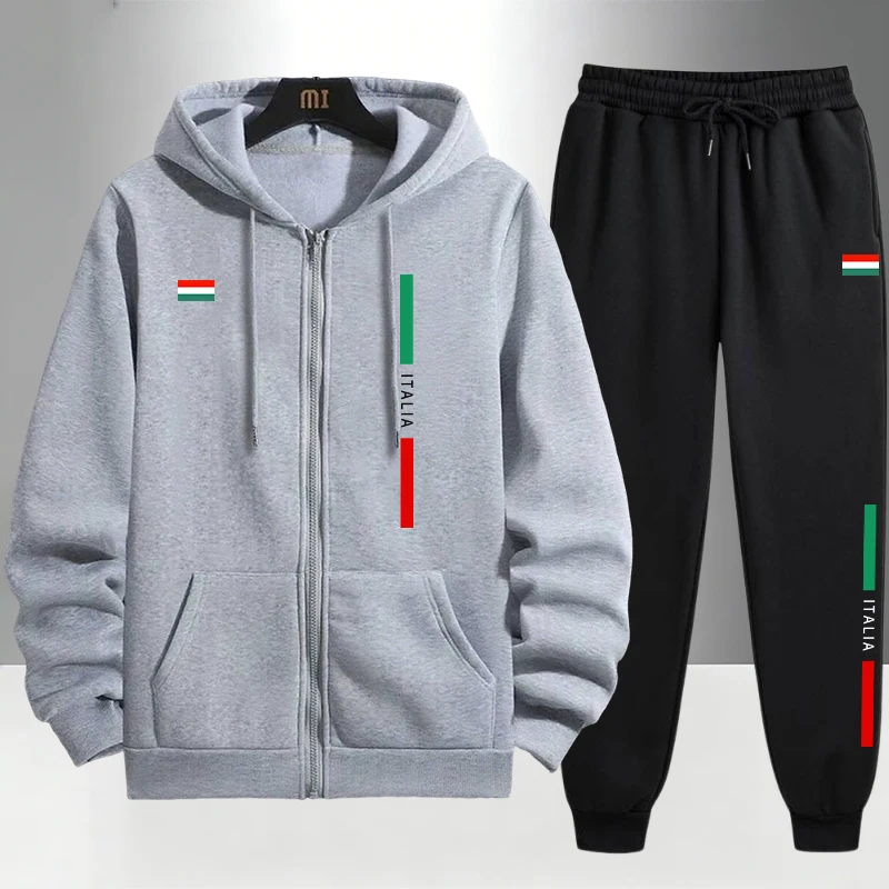 Men'S Fashion Zipper Hoodie - Итальянский модный мужской комплект: куртка на