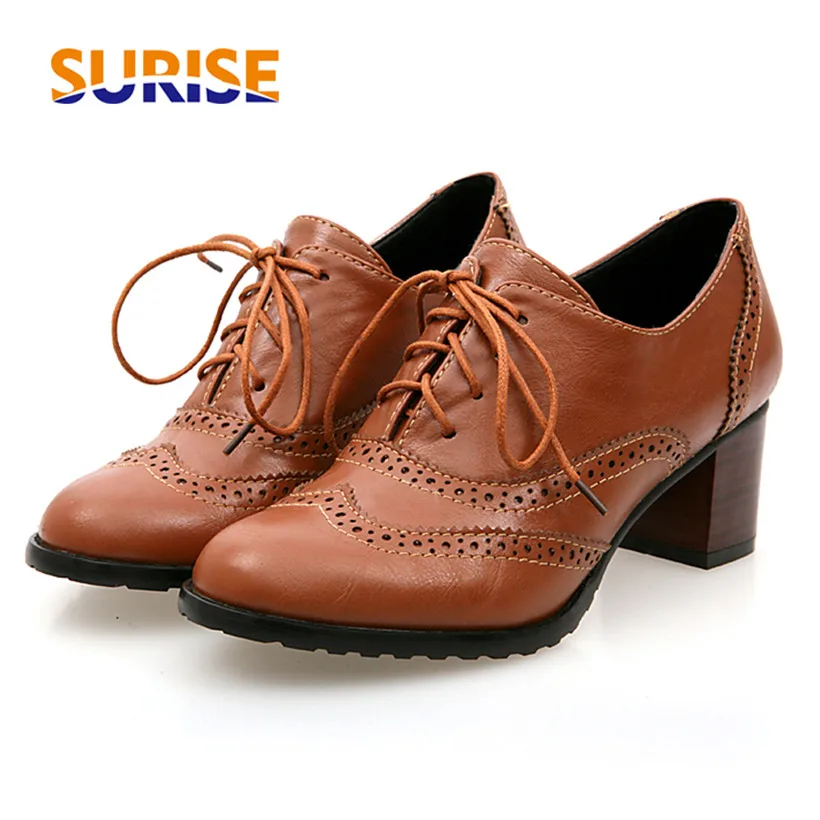 Oxford Shoes Brogue - Британские женские оксфорды, туфли-лодочки на высоком