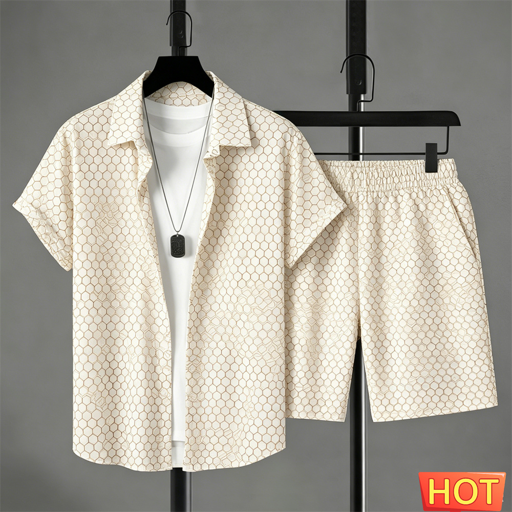 Mens Fashion Clothes - Летний мужской комплект: рубашка и шорты,