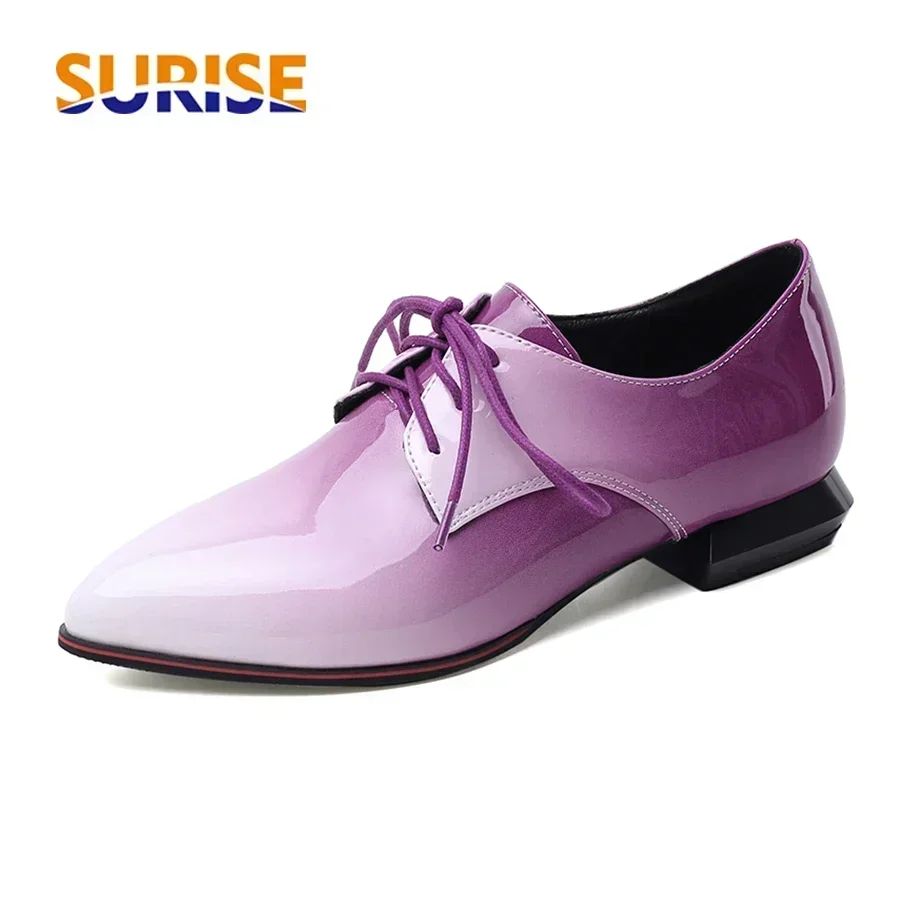 Oxford Shoes Brogue - Британские женские оксфорды с градиентом, красные,