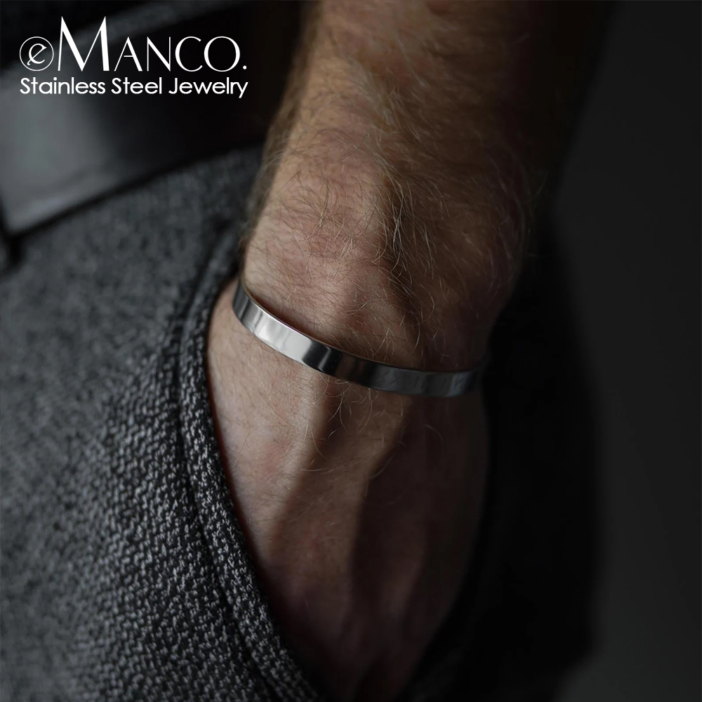 Men'S Fashion Outlets - EMANCOM Мужской браслет-манжета из нержавеющей стали