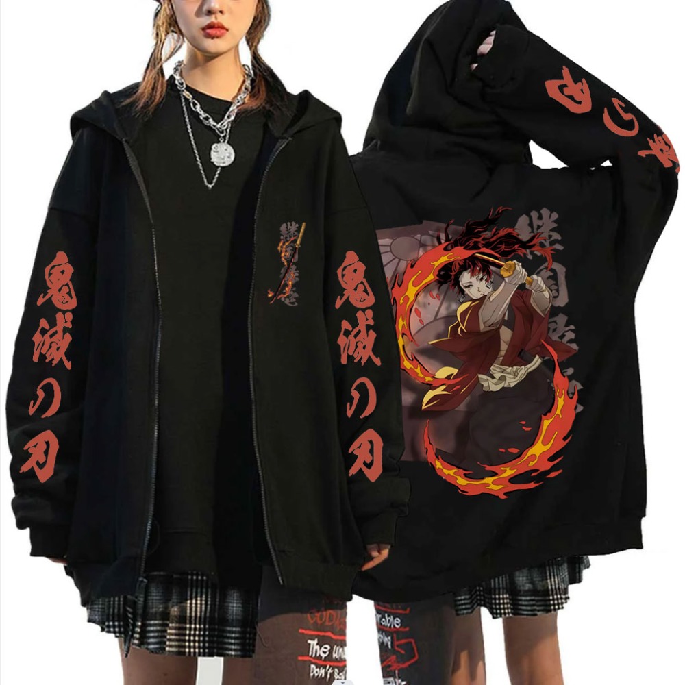 Men'S Fashion Zipper Hoodie - Новый Demon Slayer Tsugikuni Yoriichi Merch