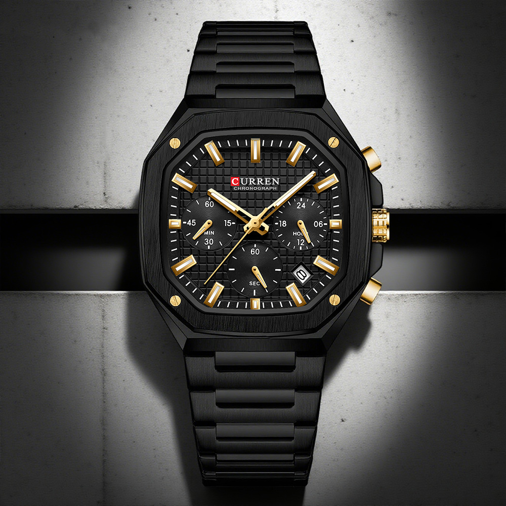 Fashion Mens Watches - CURREN Роскошные квадратные часы с хронографом