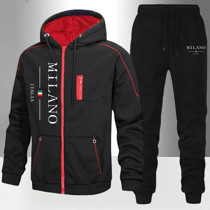 Men'S Fashion Zipper Hoodie - Итальянский модный мужской комплект/костюм/куртка/брюки для осени