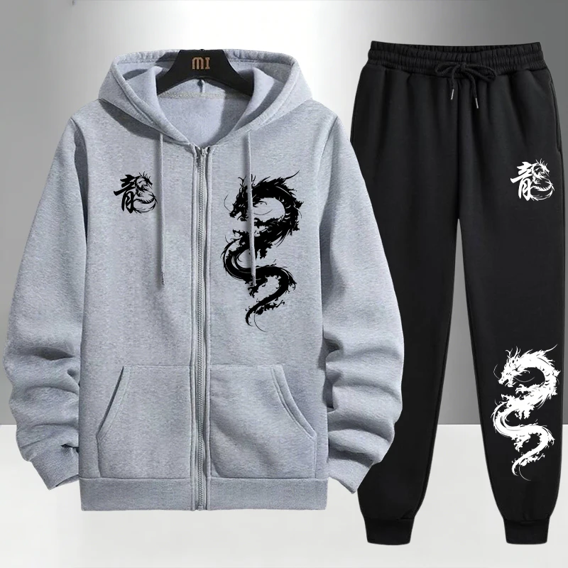 Мужской спортивный костюм с пр – обзор и цена Men'S Fashion Zipper Hoodie