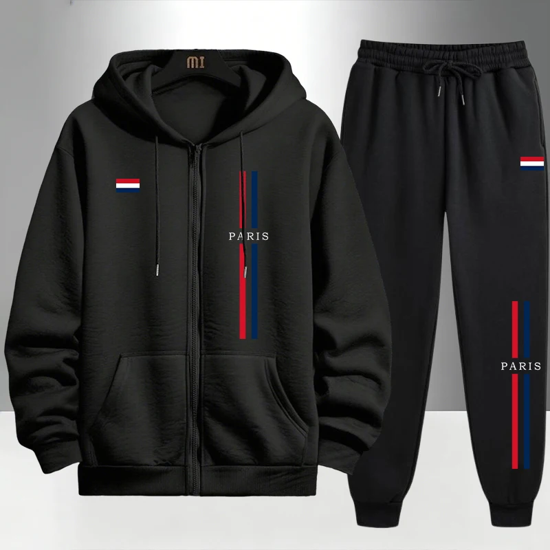 Мужской комплект в парижском с – обзор и цена Men'S Fashion Zipper Hoodie