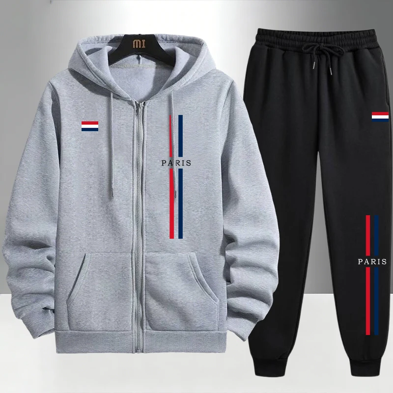 Мужской комплект в парижском с – обзор и цена Men'S Fashion Zipper Hoodie