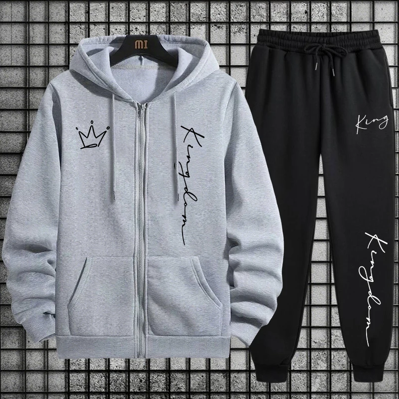 Мужской комплект: худи с принт – обзор и цена Men'S Fashion Zipper Hoodie