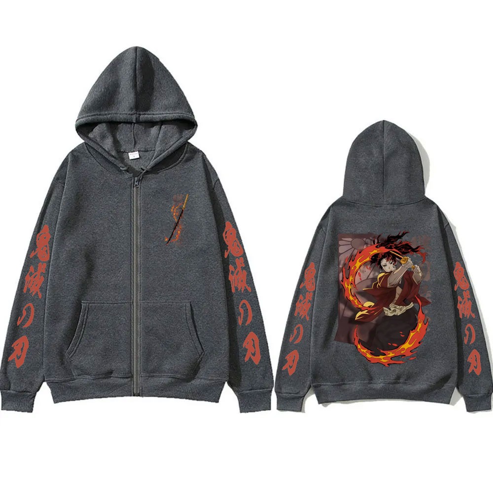 Новый Demon Slayer Tsugikuni Y – обзор и цена Men'S Fashion Zipper Hoodie